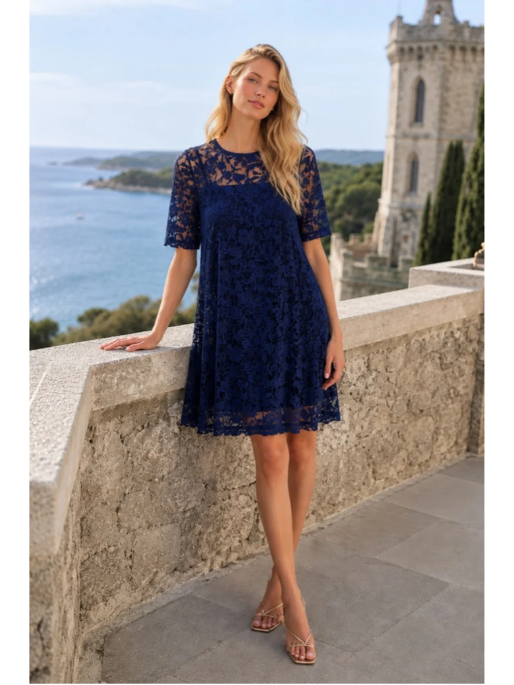 old money navy blue dress No Monday blues Comment 'link' for outfit details. [Navy blue dress,  old money outfit ideas, old money dress, navy blue outfits, summer dress,  summer maxi dress, evening dress, formal dress, cotton dress,